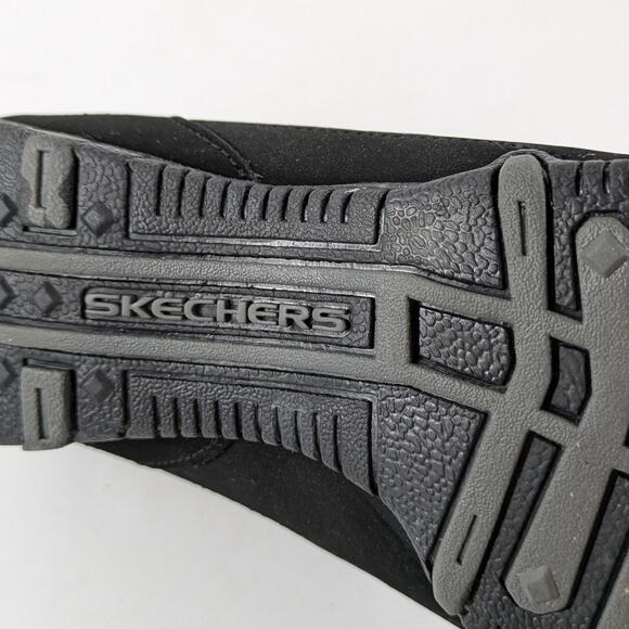 Skechers Womens Sz7 Shoes Black Slip On Tennis Runner Memory Foam Leather Comfy - Picture 13 of 13